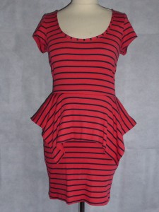 TOPSHOP striped red black stretch jersey peplum t shirt dress