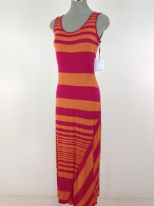 Calvin Klein NEW Fuchsia/Orange Striped Jersey Beach Sun Dress
